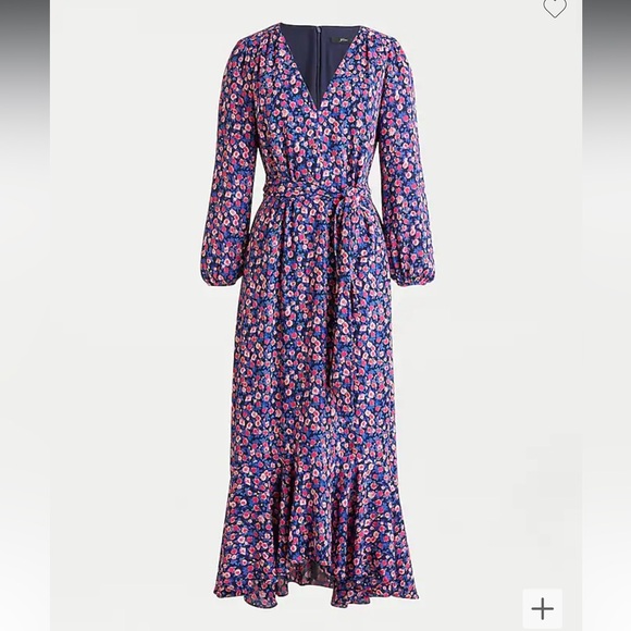 J. Crew Tie-waist midi dress in dotted floral, Size 2 - Picture 1 of 7